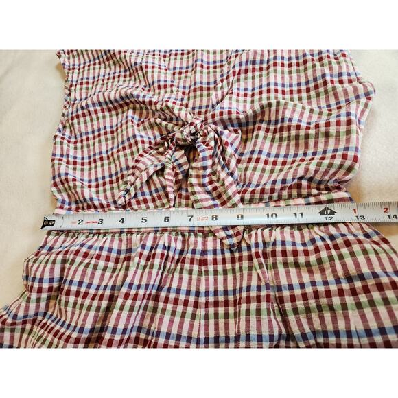Madewell Gingham Tie-Front Cutout Romper Size 4 Retro Preppy Pinup Rockabilly - Picture 5 of 9